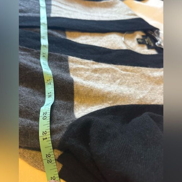 CASHMERE %100  Cardigan ‎ Colorblock Women Large Black Gray Open Front Cardigan - Picture 6 of 7